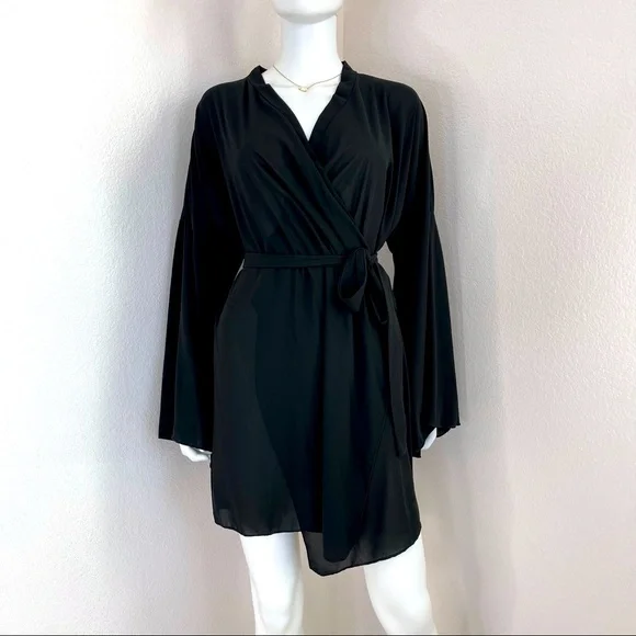 Black wrap dress Boohoo 12 black mini wrap dress - Picture 1 of 13